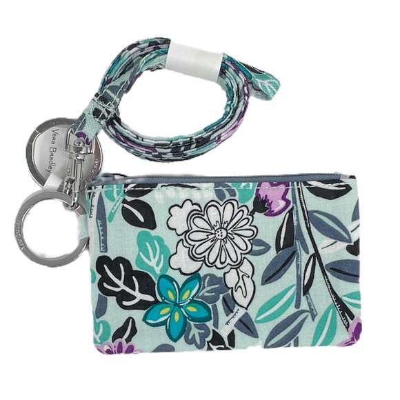 Vera Bradley Penelope’s Garden Lighten Up Zip ID and Lanyard, Green, Purple - Picture 6 of 6